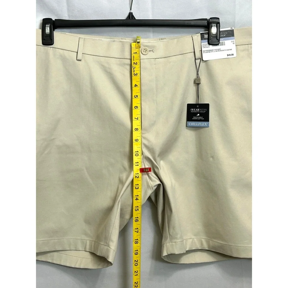 Awearness Kenneth‎ Cole Mens 46 Chillflex Performance Slim Fit Khaki Shorts Tan
